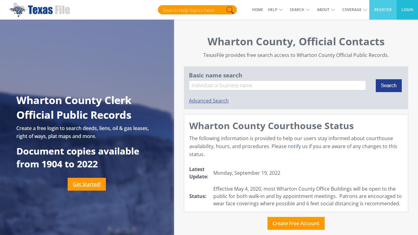 Wharton County Clerk Official Public Records | TexasFile